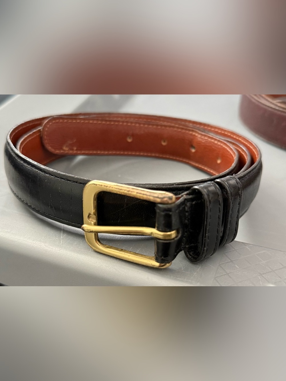 Coach Black Leather 5700 95cm Sz 38 Brass Buckle Vintage Belt